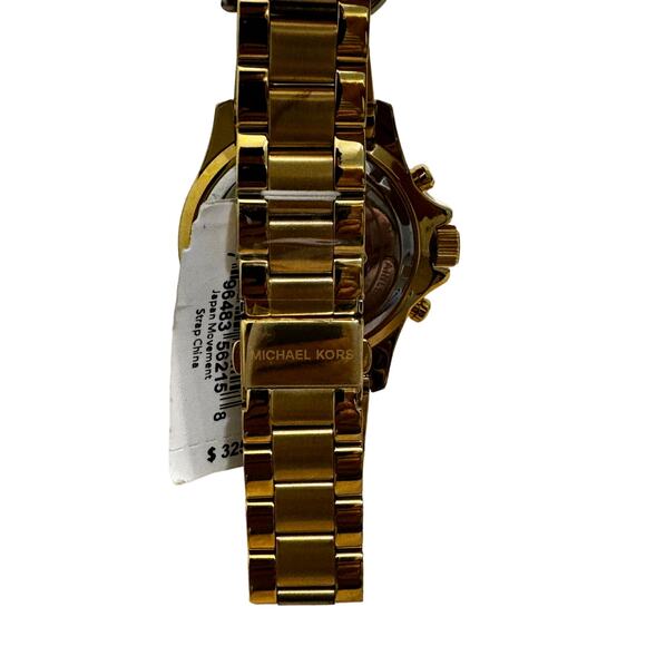 Michael Kors Everest Chronograph Gold Tone 42MM Turquoise Baguette Watch - Picture 7 of 8